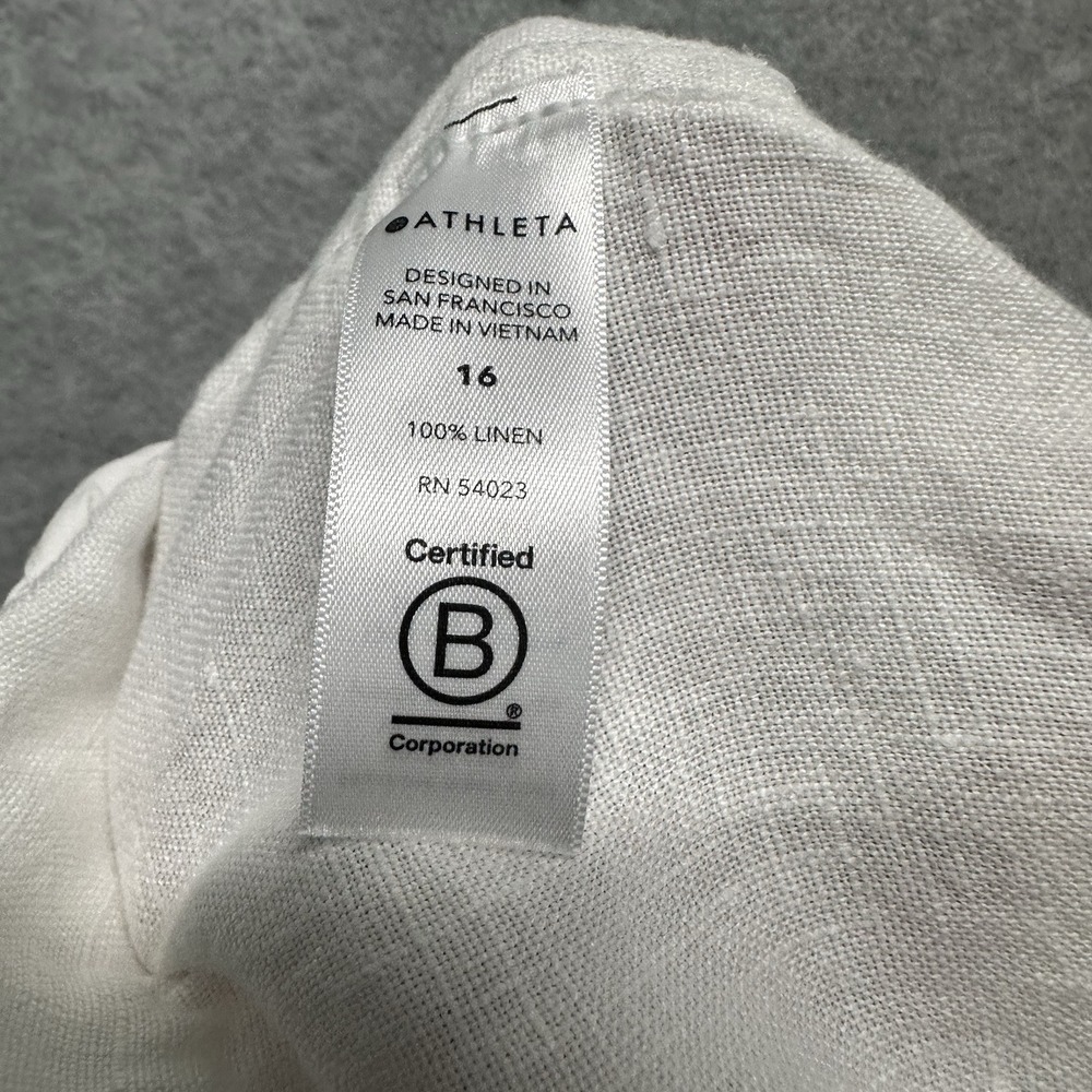 Athleta Cabo Tide 100% Linen Jogger Pants White Womens Size 16 Drawstring Pullon - Picture 14 of 16